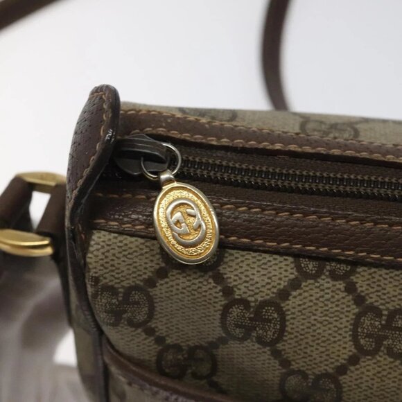 GUCCI GG Supreme Web Sherry Line Bag PVC Beige Gold 89 02 032 Auth th5867 - Picture 11 of 16